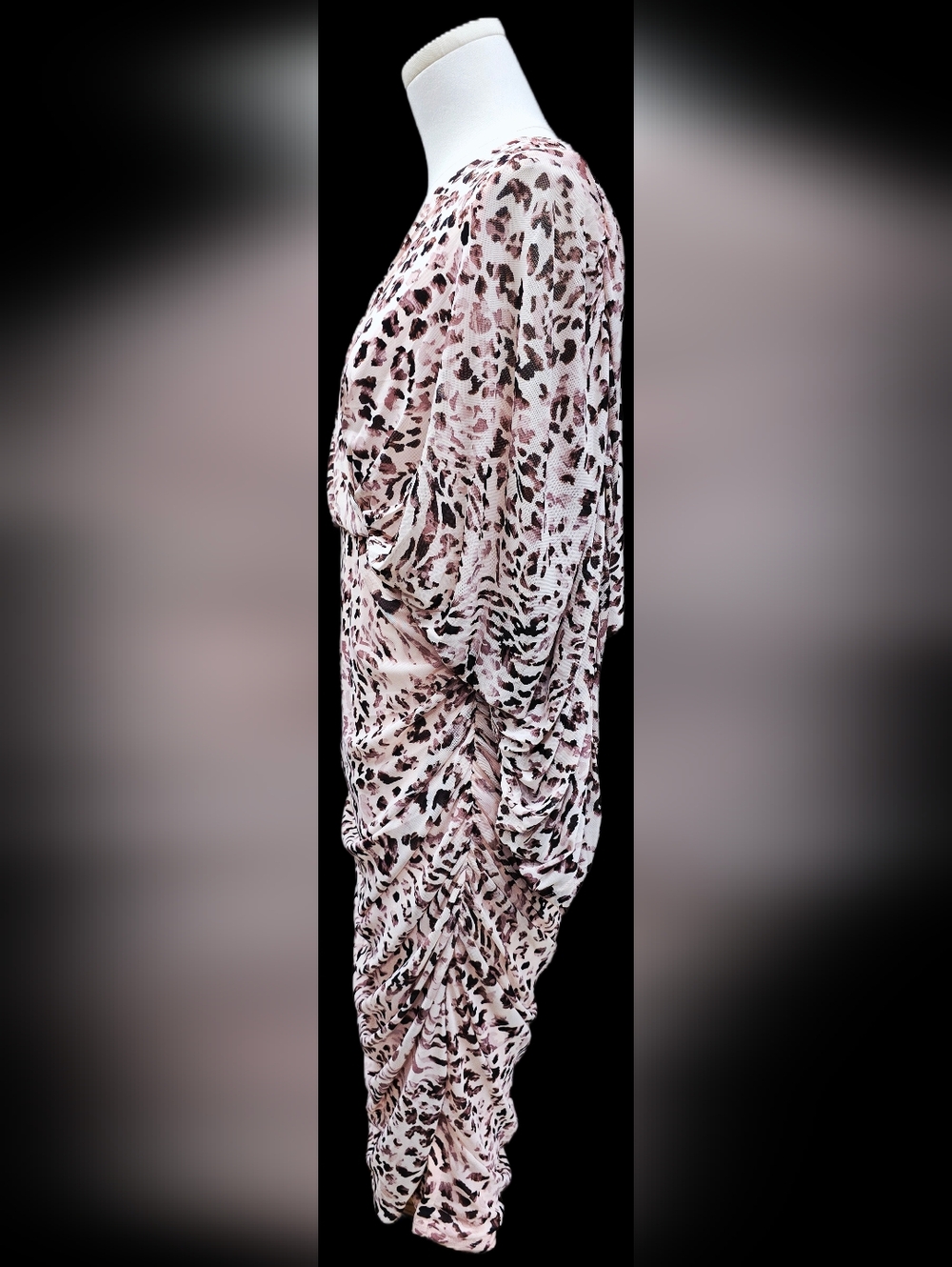 VENUS Pink Leopard Print Ruched Midi Dress - Picture 5 of 10
